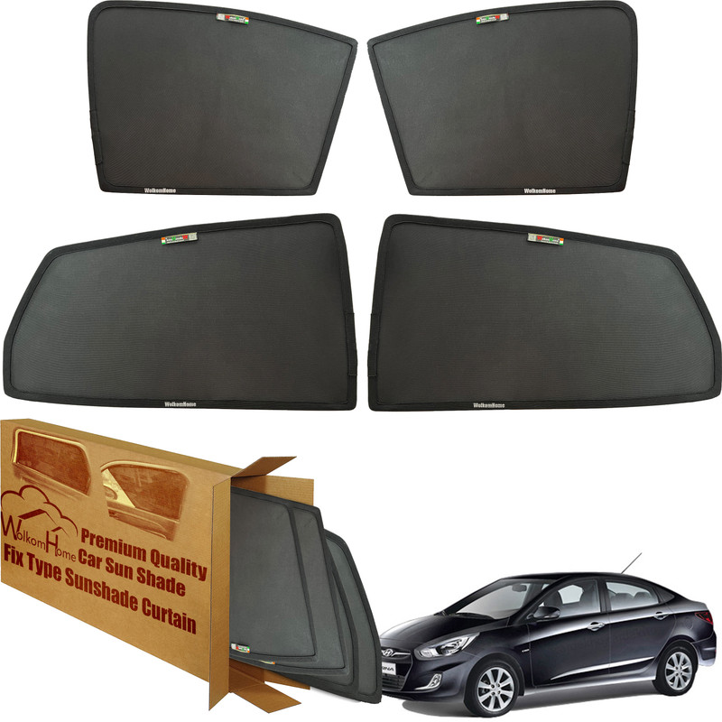 WolkomHome Side Window Sun Shade For Hyundai Verna Fluidic(Black)