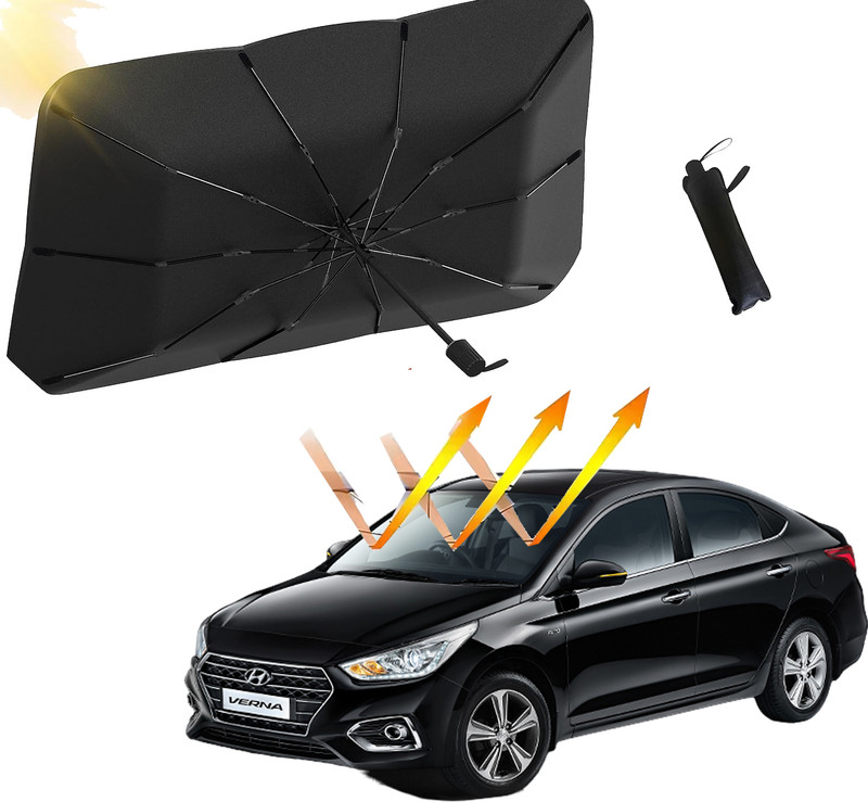Aadikart Dashboard, Windshield Sun Shade For Hyundai Verna(Black, Silver)