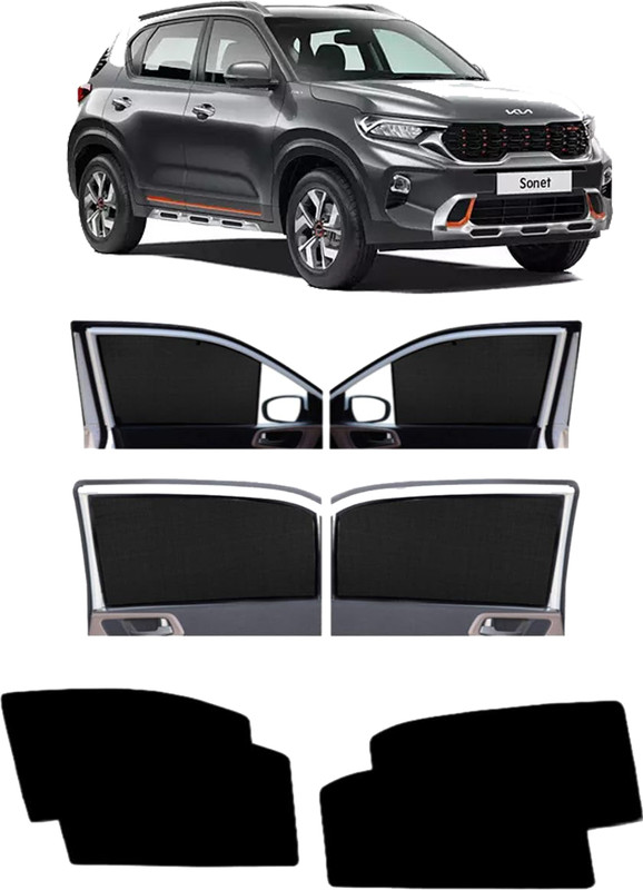 DreamRow Side Window Sun Shade For Kia Sonet(Black)