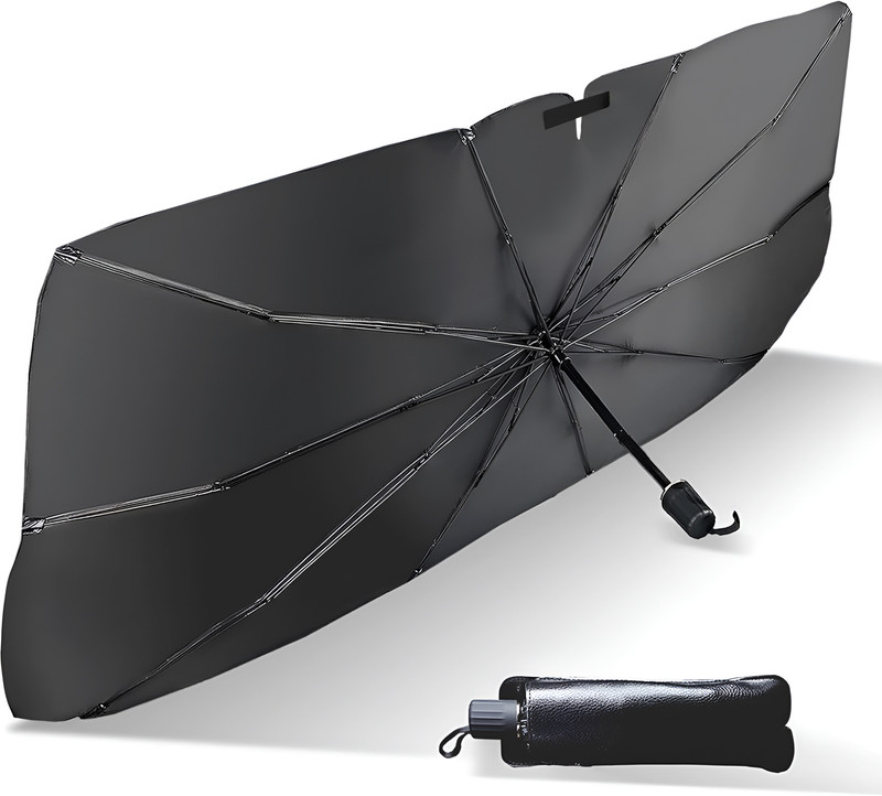 Wagzo Windshield Sun Shade For Universal For Car Universal For Car(Black)