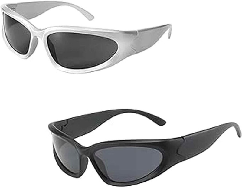 Dreamy'eye Wrap-around Sunglasses(For Men & Women, Black)