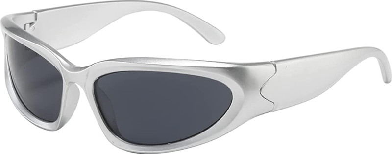 FASHINITY Wrap-around, Oval Sunglasses(For Men & Women, Grey)
