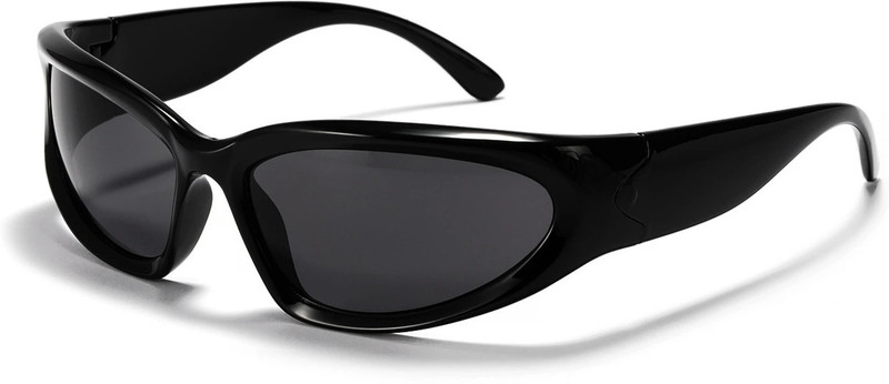 Eyenaks Wrap-around Sunglasses(For Men & Women, Black)