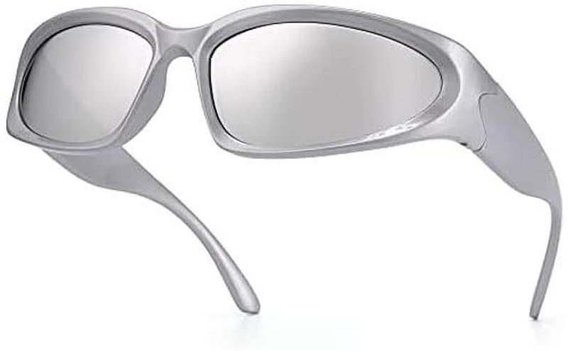 Eyenaks Wrap-around Sunglasses(For Men & Women, Silver)