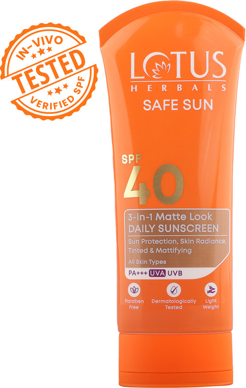 LOTUS HERBALS Sunscreen - SPF 40 PA+++ SafeSun 3in1 Matte Look Daily Tinted sunscreen(75 g)