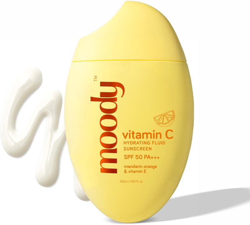 MOODY Sunscreen - SPF 50 PA+++ Vitamin C Hydrating Fluid Sunscreen Mandarin Orange & Vitamin E(50 ml)