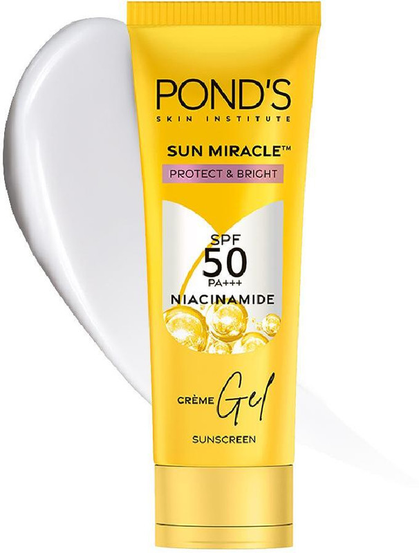 POND's Sunscreen - SPF 50 PA+++ Creme Gel Sun Miracle Protect & Bright, With Niacinamide(100 g)