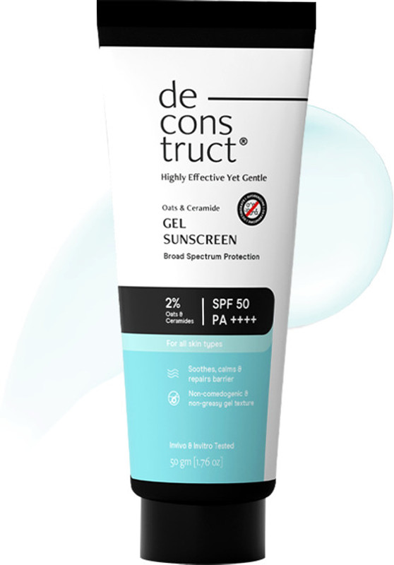 deconstruct Sunscreen - SPF SPF 50 PA++++ Oats and Ceramide Gel Sunscreen Barrier Repair Oily Skin For Men & Women(50 g)