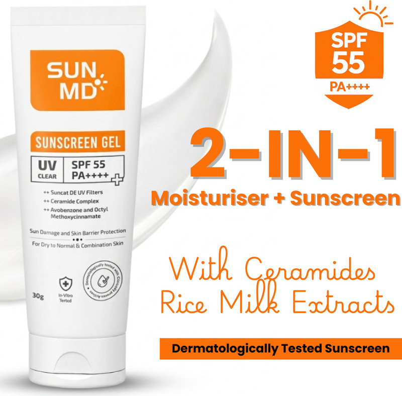 SunMD Sunscreen - SPF 55 PA++++ UV protection, Brightening & Hydrating Sunscreen For Daily Use(30 g)