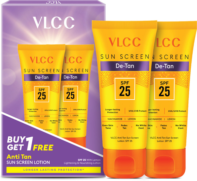 VLCC Sunscreen - SPF 25 De-Tan Sun Screen Lotion - Buy One Get One(300 ml)