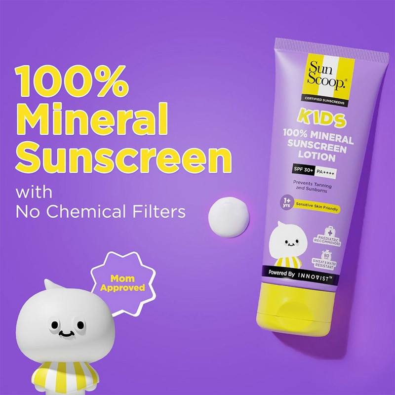SunScoop Sunscreen - SPF 50 PA++++ 100% Mineral Kids Sunscreen SPF 30+ PA++++ Paediatrician Recommended(75 g)