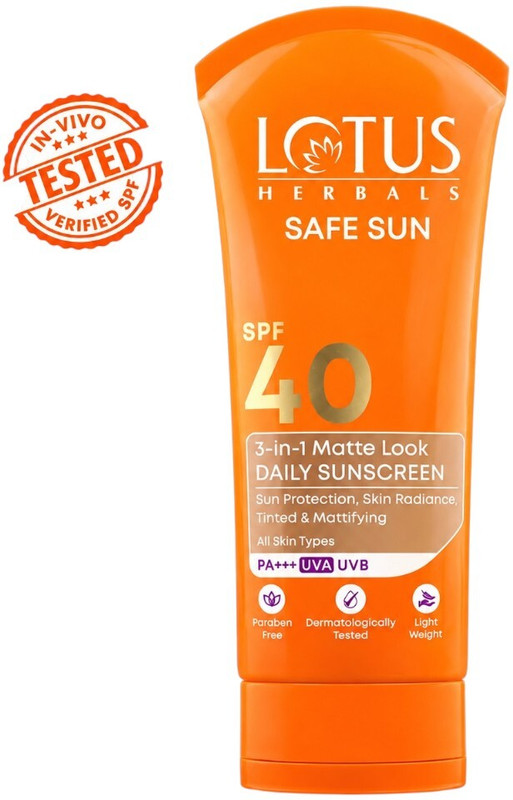LOTUS HERBALS Sunscreen - SPF 40 PA+++ SafeSun 3in1 Matte Look Daily Tinted sunscreen(75 g)
