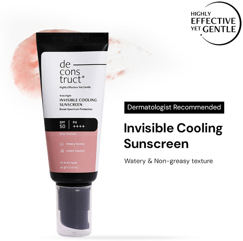 deconstruct Sunscreen - SPF SPF 50 PA+++ Invisible Water Sunscreen | Instant Cooling & Long-Lasting | All Skin Types(40 g)