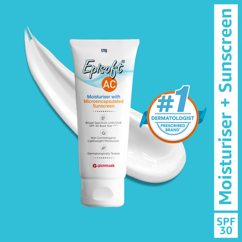 Episoft Sunscreen - SPF 30 PA++++ AC SPF 30 PA++++ Lightweight Moisturiser for All Skin Types, Fragrance Free(125 g)
