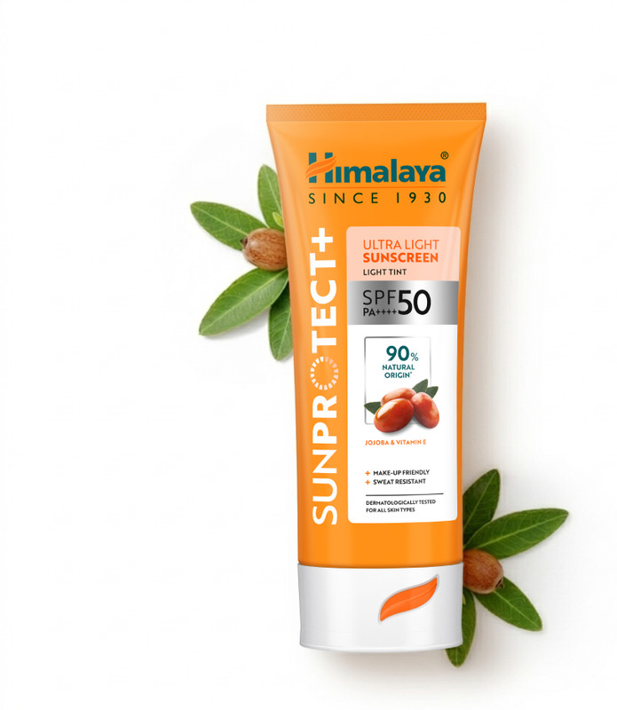 HIMALAYA Sunscreen - SPF 50 PA++++ Sun Protect+ Ultra Light Sunscreen Light Tint(50 g)