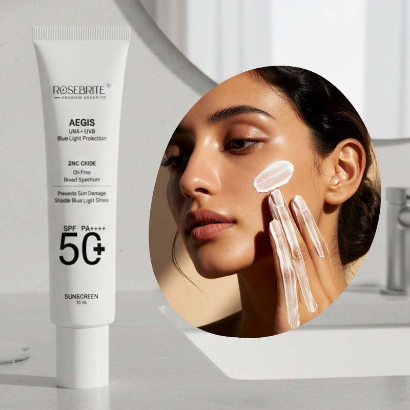 RoseBrite Sunscreen - SPF 50 PA++++ Aegis Zinc Oxide Mineral Sunscreen SPF 50 PA++++ Oil Free Cream(50 ml)