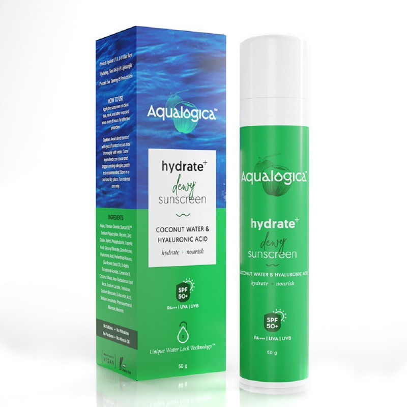 Aqualogica Sunscreen - SPF 50+ PA+++ Hydrate+ Sunscreen with UVA/B & Blue Light Protection(50 g)