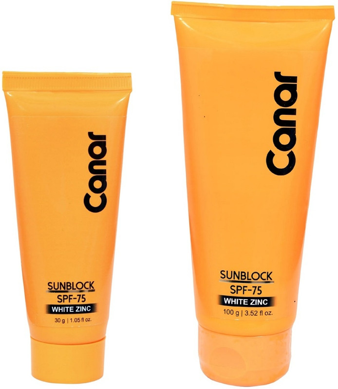 Canar Sunscreen - SPF 75 PA+++ WHITE ZINC SUNBLOCK FOR CRICKETERS COMBO PACK (100gm + 30gm)(130 g)