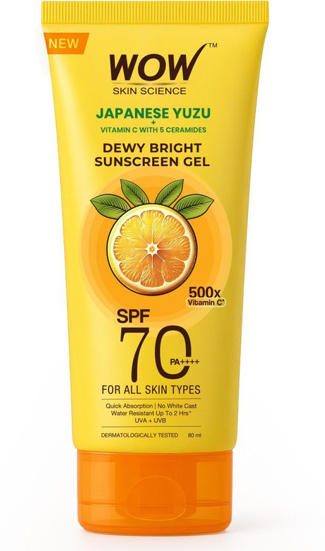 WOW SKIN SCIENCE Sunscreen - SPF 70 PA++++ Sunscreen Gel Yuzu Vitamin C(80 ml)
