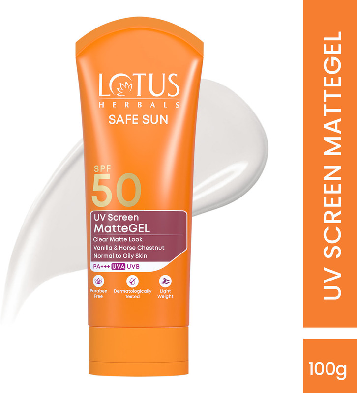LOTUS HERBALS Sunscreen - SPF 50 PA+++ Safe Sun UV Screen Matte Gel- SPF50 PA+++(100 g)