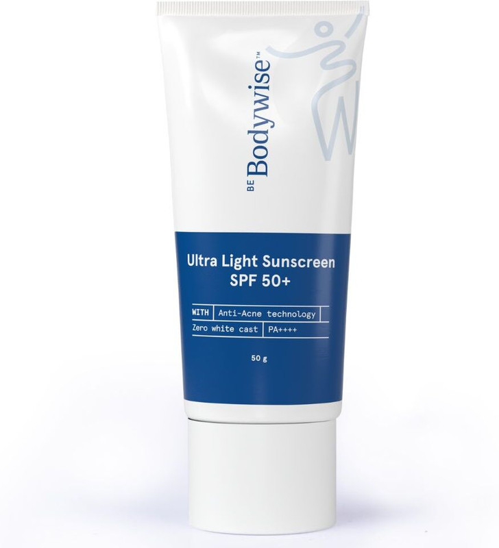 Be Bodywise Sunscreen - SPF 50 PA++++ Ultra Light Sunscreen SPF50+ |Super Lightweight, Acne Friendly, Zero White Cast(50 g)