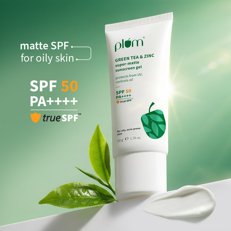 Plum Sunscreen - SPF 50 PA++++ Green Tea & Zinc Super-Matte SPF 50 Sunscreen Gel | For Oily Skin |(50 g)