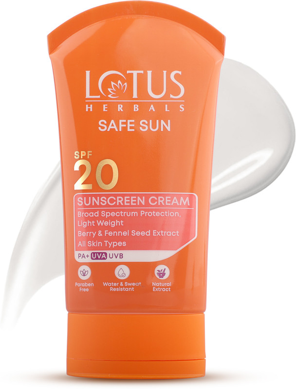 LOTUS HERBALS Sunscreen - SPF 20 PA+ Safe Sun Sunscreen Cream - Breezy Berry(50 g)