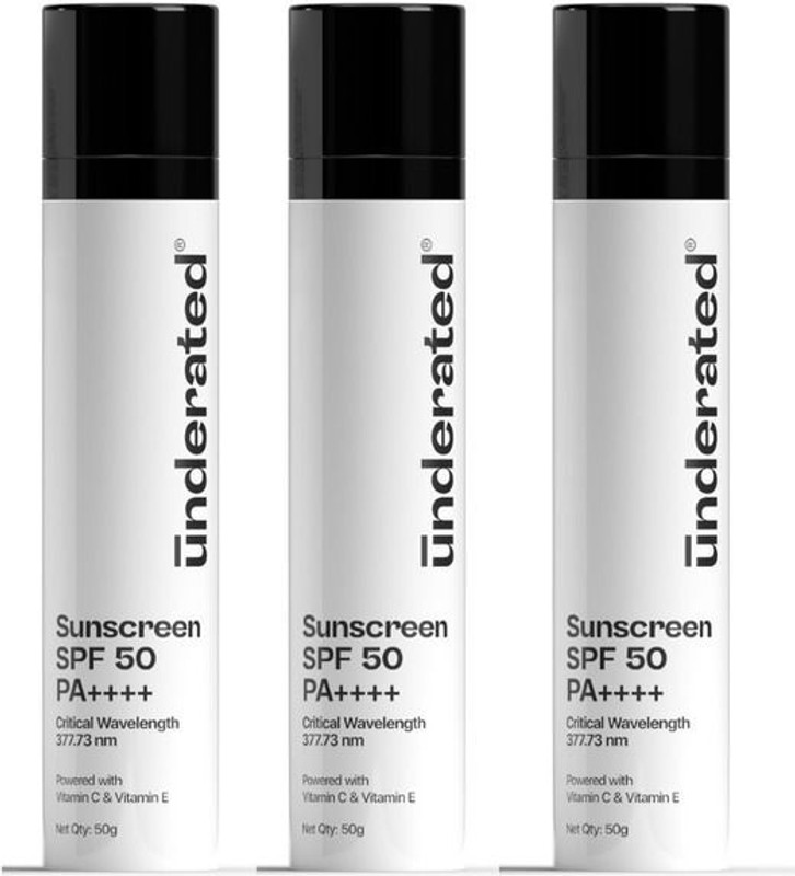 UNDERATED Sunscreen - SPF 50 PA++++ Sunscreen - SPF 50 PA++++ Powered With Vitamin C & Vitamin E(150 g)