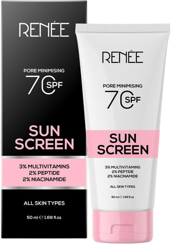 Renee Sunscreen - SPF 70 PA++++ Pore Minimizing Gel, Enriched With 2% Peptides, 3% Multivitamins, 2% Niacinamide(50 ml)