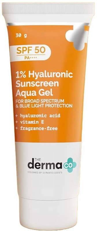 The Derma Co Sunscreen - SPF 50 PA++++ 1% Hyaluronic Aqua Gel- Lightweight, No white-cast for Broad Spectrum(30 g)