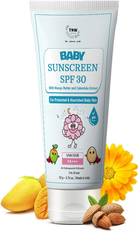 TNW - The Natural Wash Sunscreen - SPF 50 PA++ Baby Sunscreen With SPF 30 PA+++ | Mango Butter & Calendula Extract(50 g)