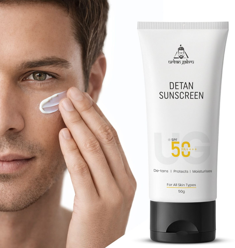 urbangabru Sunscreen - SPF 50 PA++++ Detan Sunscreen for Men All Skin Types No White Cast Lightweight Non Sticky UVA(50 g)