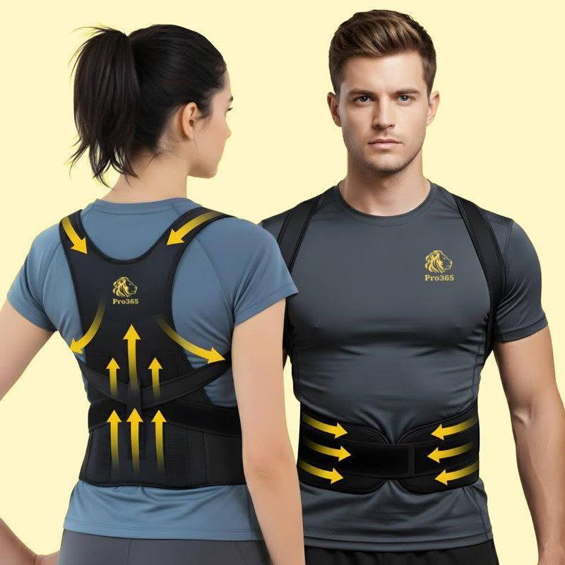 PRO365 Adjustable Posture Corrector with Premium Fabric for Back Pain Posture Corrector(Black)