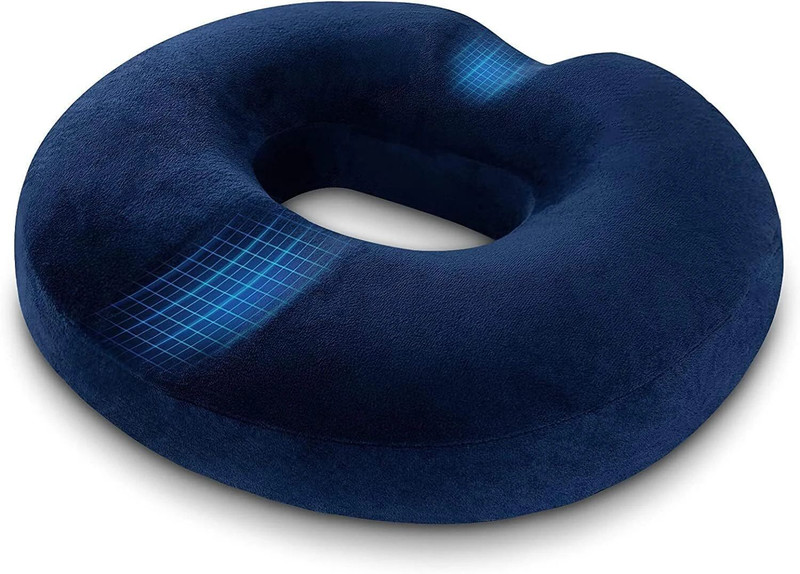 Orthowala Donut Ring Pillow Cushion for Piles Hemorrhoid Coccyx Tailbone Back Pain Back / Lumbar Support(Blue)