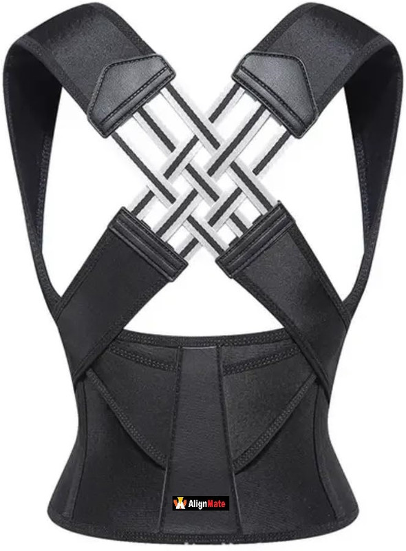 AlignMate Posture Corrector Belt -Relieves Neck, Shoulder, Clavicle, and Back Pain Posture Corrector(Black)
