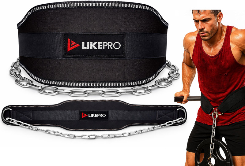LIKEPRO Dip Belt for Pull Ups & Dips with Chain – Heavy Duty 6 Inch Wide Weight Lifting Belt(Black)