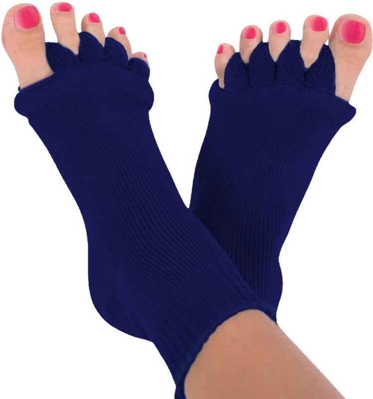 BERYX Cotton Foot Alignment Socks I Finger Toe Separator I Free Size for Men & Women Foot Support(Blue)