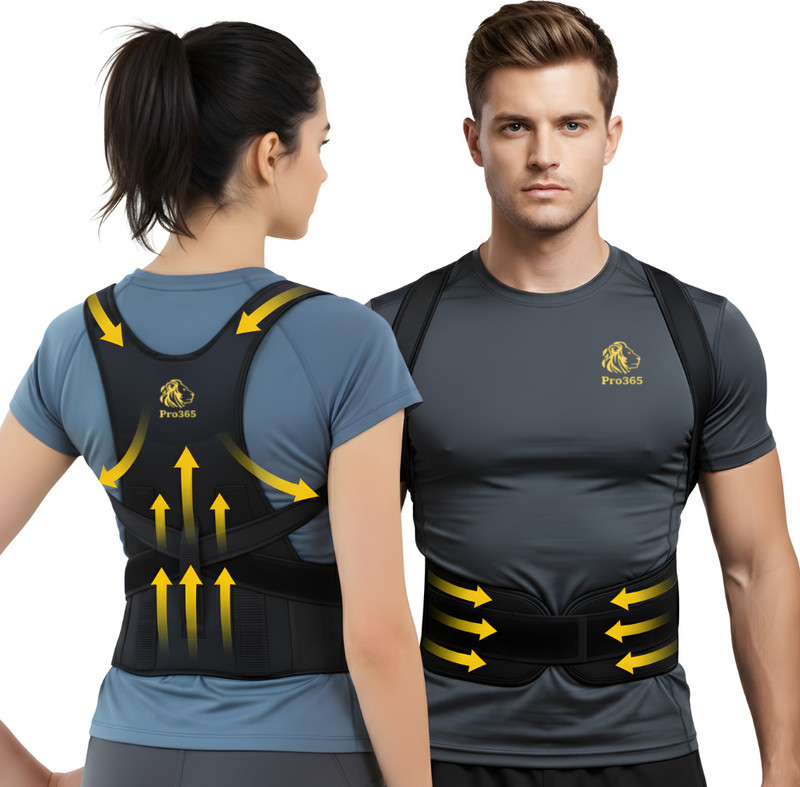 PRO365 Adjustable Posture Corrector with Premium Fabric for Back Pain| Spine Relief Back / Lumbar Support