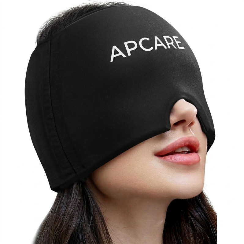 DIYAMI Migraine Relief Cap, Headache Relief Cap Mask Products, Cooling Odorless Gel Head Support(Black)