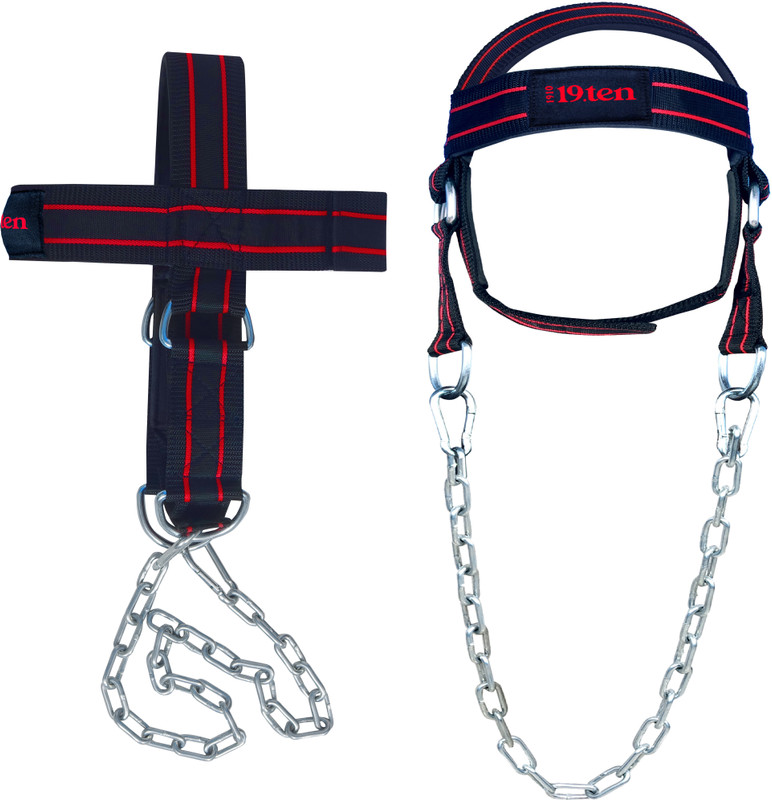 19.ten Neck and Head Strengthening Weight Harness With 30 Heavy Steel Chain & Rings For Neck Support(Red)
