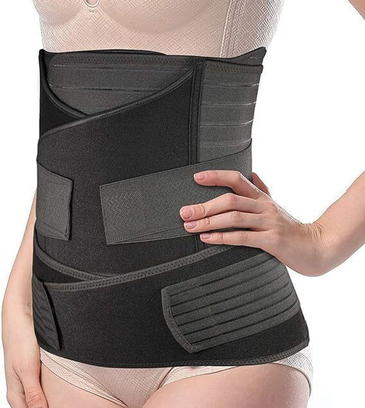 Orthowala 3-in-1 Post Pregnancy Abdominal Belt: C-Section Belly Wrap & Recovery Support Abdominal Belt(Black)