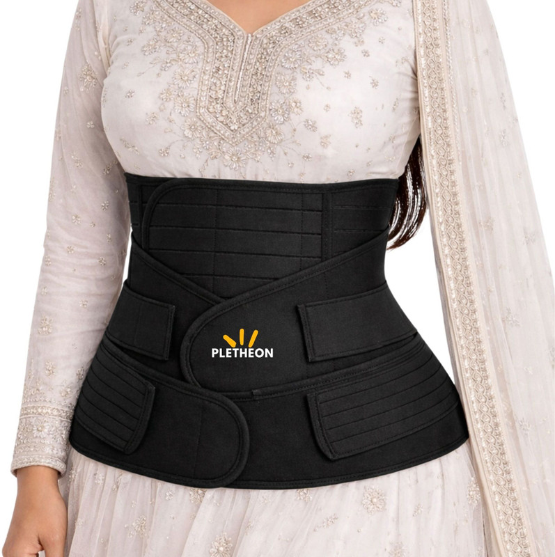 PLETHEON Post Maternity Belt for Pregnancy Postpartum Waist Trainer Recovery Support Belt Abdominal Belt(Black)