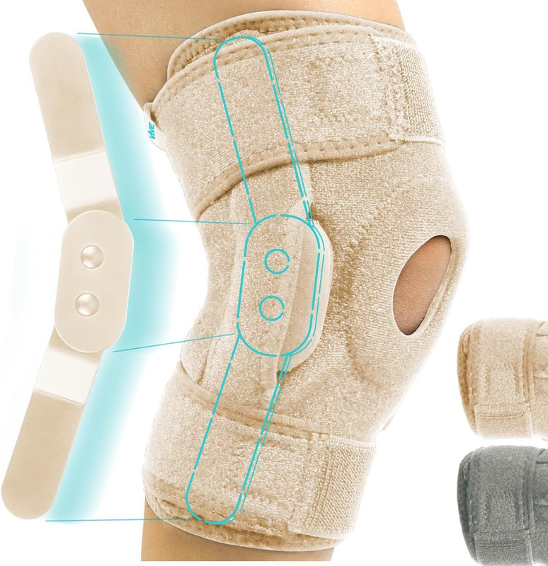 Orthonexa Functional Knee Support Open Patella Hinge Knee Support Knee Cap Support Brace Knee Support(Beige)