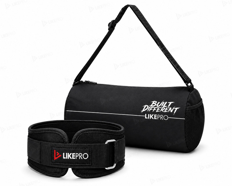LIKEPRO Gym Belt With Round Gym Bag Pack of 2 | Heavy Duty Fitness Training Combo Set Weight Lifting Belt
