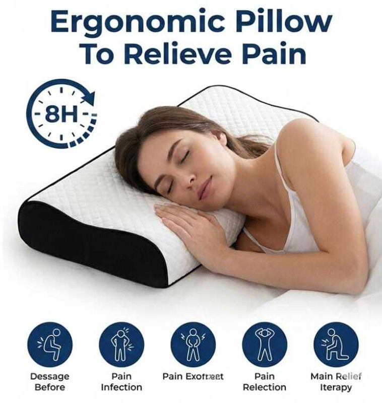 Kartona Orthopaedic Cervical Pillow - Ergonomic Pillow to Relieve Pain Cervical Pillow(Black)