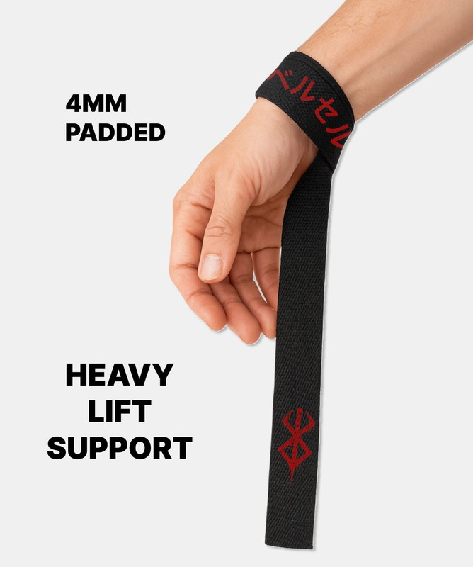 Zoku Anime-Inspired Dark Warrior Lifting Straps Wrist Support(Black, Red)