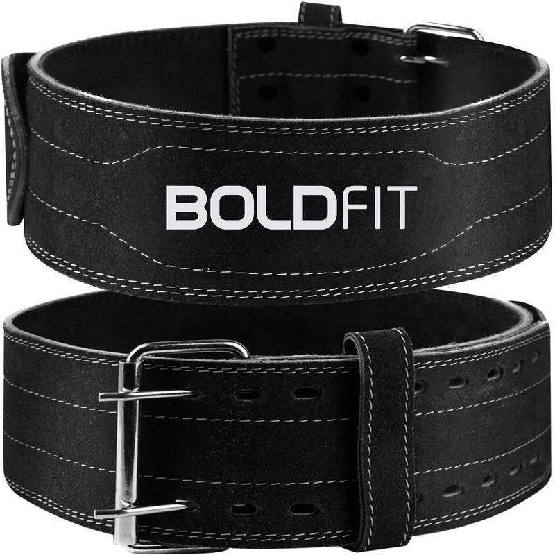 BOLDFIT Gym Belt for Men Weight Lifting Leather Women Weightlifting Belt Back Support Weight Lifting Belt(Black)