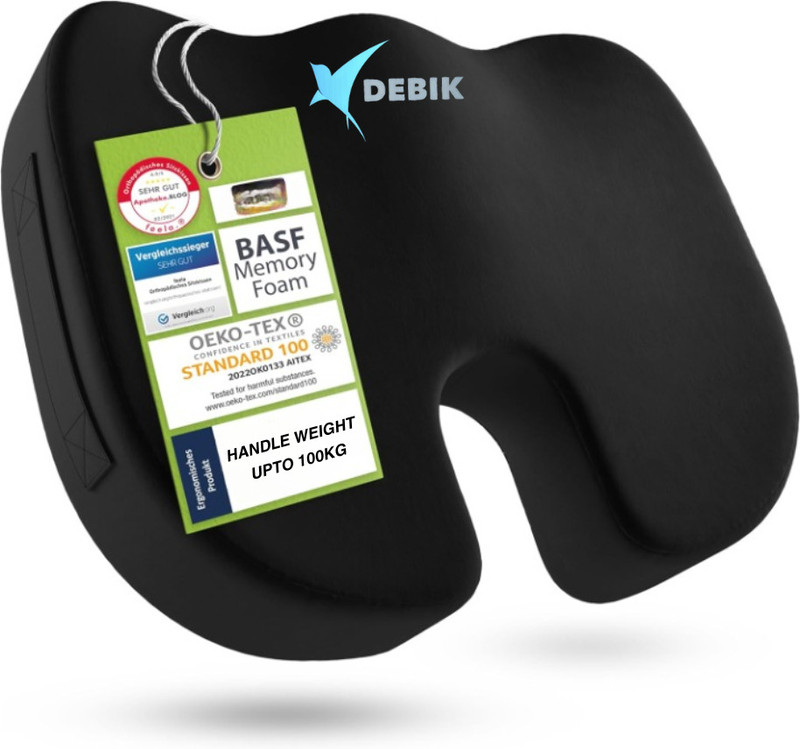 DEBIK Orthopedic Coccyx Seat Cushion Memory Foam Sciatica Relief Hip Support Back / Lumbar Support(Black)