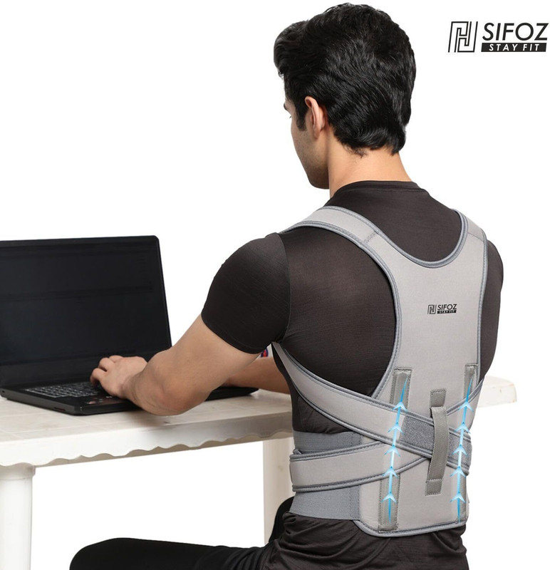 Baben Free Size Posture Corrector For Men And Women Back / Lumbar Support(Grey)