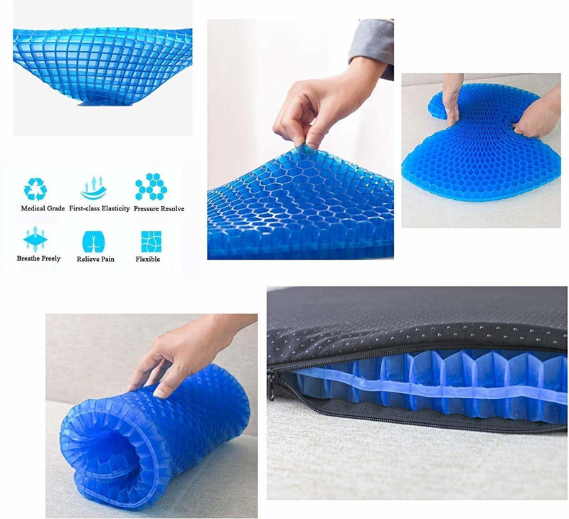 ND BROTHERS Egg Sitter Seat Cushion Soft Gel Mat for Office Chair, Back/ Hip Support ND1242 Back / Lumbar Support(Blue)